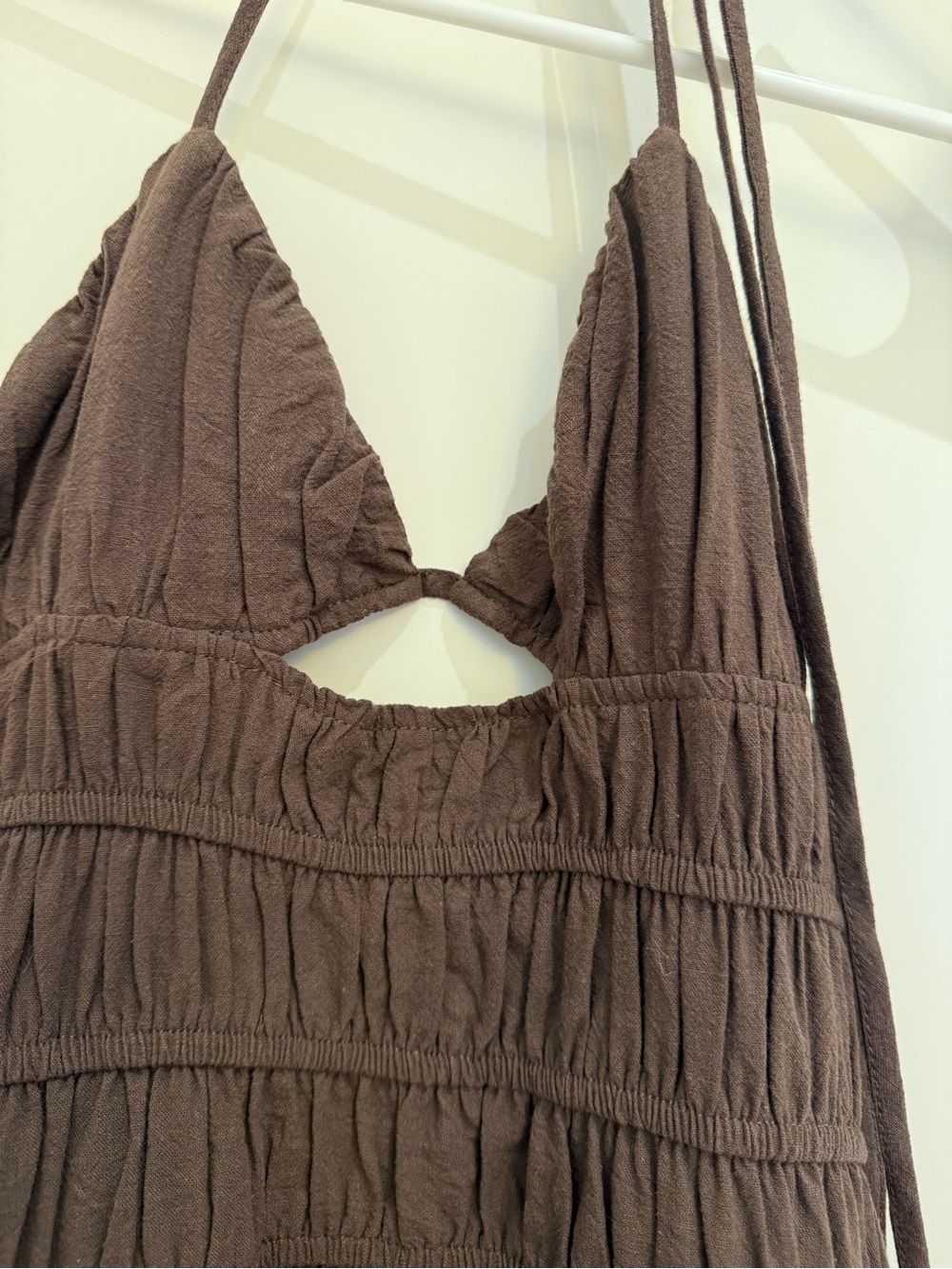 Smocked Halter Chemise in Chocolate Brown